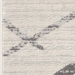 HomeRoots 20' Gray and Ivory Geometric Runner Rug - Stylish, Durable, and Perfect for High-Traffic Areas 5’ x 8’ 392899