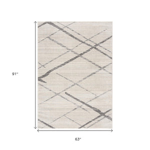 HomeRoots 20' Gray and Ivory Geometric Runner Rug - Stylish, Durable, and Perfect for High-Traffic Areas 5’ x 8’ 392899