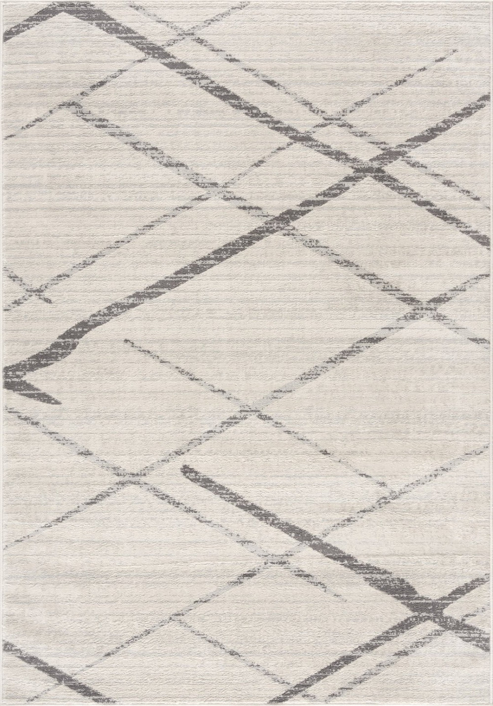 HomeRoots 20' Gray and Ivory Geometric Runner Rug - Stylish, Durable, and Perfect for High-Traffic Areas 5’ x 8’ 392899