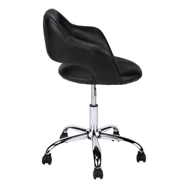 English Elm Office Chair Modern Low-Back Faux Leather swivel with Integrated Armrests, Hydraulic Lift, Chrome Base B2710P219679