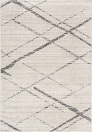 HomeRoots 20' Gray and Ivory Geometric Runner Rug - Stylish, Durable, and Perfect for High-Traffic Areas 8’ x 11’ 392901