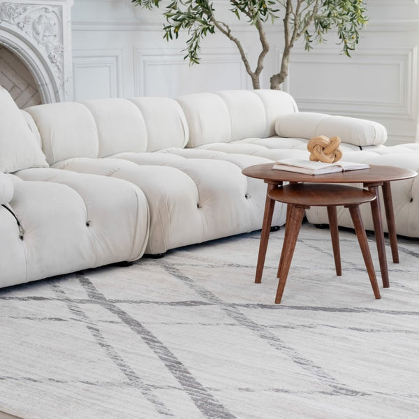 HomeRoots 20' Gray and Ivory Geometric Runner Rug - Stylish, Durable, and Perfect for High-Traffic Areas 8’ x 11’ 392901