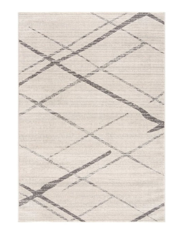HomeRoots 20' Gray and Ivory Geometric Runner Rug - Stylish, Durable, and Perfect for High-Traffic Areas 9’ x 13’ 392902