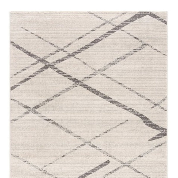 HomeRoots 20' Gray and Ivory Geometric Runner Rug - Stylish, Durable, and Perfect for High-Traffic Areas 9’ x 13’ 392902