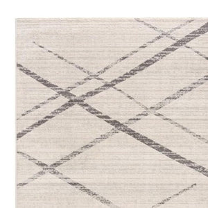 HomeRoots 20' Gray and Ivory Geometric Runner Rug - Stylish, Durable, and Perfect for High-Traffic Areas 9’ x 13’ 392902