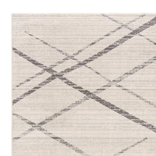 HomeRoots 20' Gray and Ivory Geometric Runner Rug - Stylish, Durable, and Perfect for High-Traffic Areas 9’ x 13’ 392902