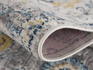 HomeRoots 20' Vibrant Blue and Yellow Floral Runner Rug - Durable, Stylish Design for High-Traffic Spaces 2’ x 20’ 392909