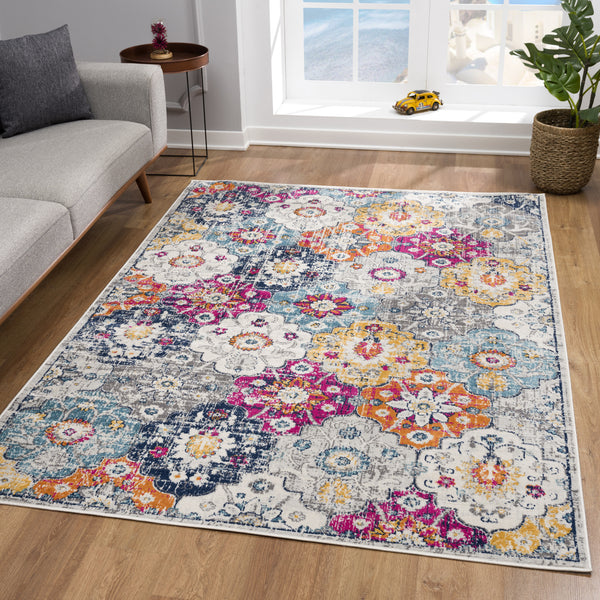 Homeroots 12' X 18' Rust Floral Washable Non Skid Area Rug  Polypropylene 392921