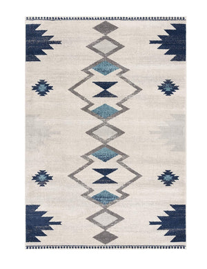 Homeroots 13' Runner Blue And Ivory Southwestern Runner Rug  Polypropylene 392941