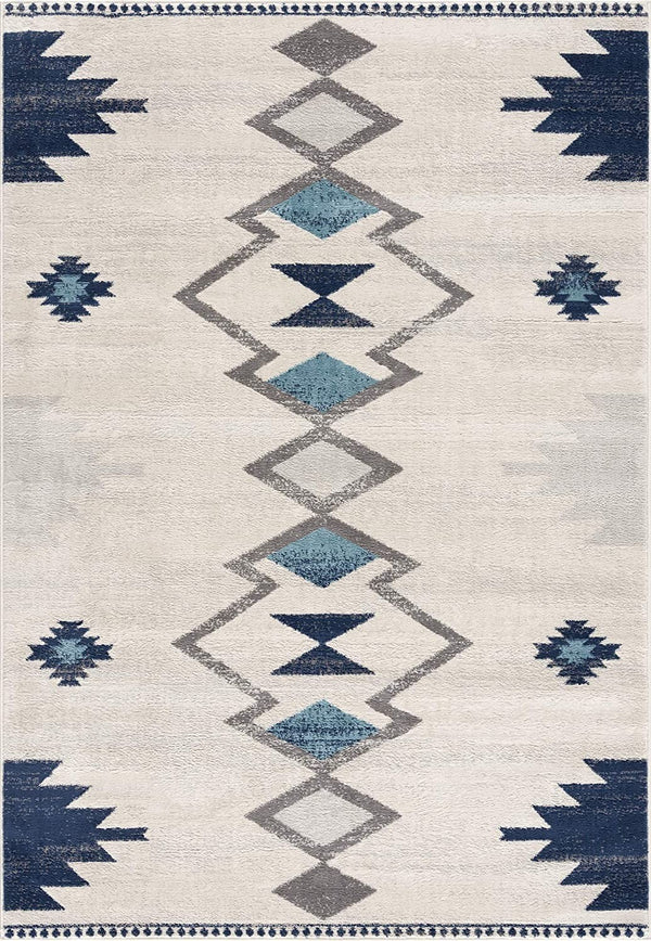 Homeroots 15' Runner Blue And Ivory Southwestern Runner Rug  Polypropylene 392942