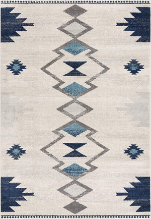 Homeroots 20' Runner Blue And Ivory Southwestern Runner Rug  Polypropylene 392944