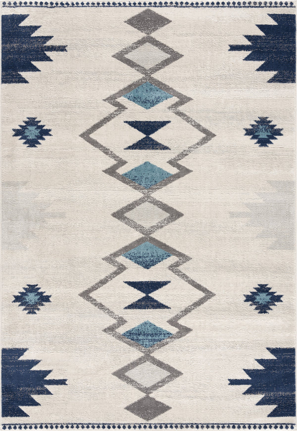 Homeroots 5' X 7' Blue And Ivory Southwestern Area Rug  Polypropylene 392952