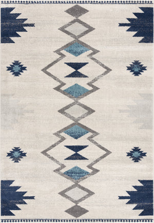 Homeroots 6' X 9' Blue And Ivory Southwestern Area Rug  Polypropylene 392953