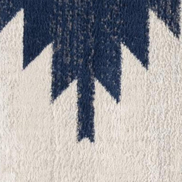 HomeRoots 20' Blue and Ivory Southwestern Runner Rug - Durable, Stylish, and Perfect for Hallways or Entrances 7’ x 10’ 392953