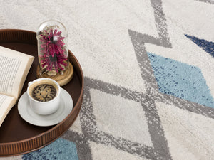 Homeroots 9' X 13' Navy And Ivory Tribal Pattern Area Rug  Polypropylene 392955