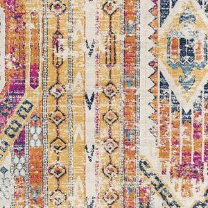 HomeRoots 20' Gold and Ivory Southwestern Runner Rug - Durable, Stylish Accent for Hallways and Corridors 2’ x 20’ 392961
