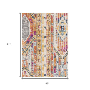 HomeRoots 20' Gold and Ivory Southwestern Runner Rug - Durable, Stylish Accent for Hallways and Corridors 5’ x 8’ 392969