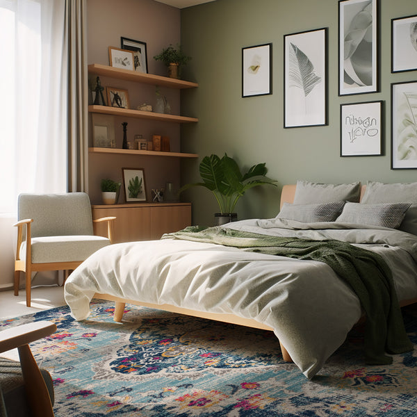 Homeroots 12' X 18' Blue Oriental Washable Non Skid Area Rug  Polypropylene 392973