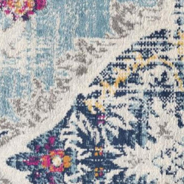 HomeRoots 20' Classic Blue and Ivory Medallion Runner Rug - Durable, Soft, and Stylish for High-Traffic Areas 5’ x 8’ 392987