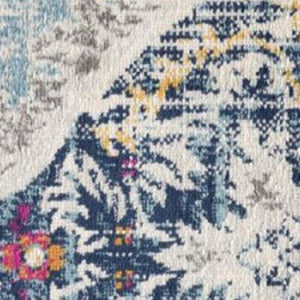 HomeRoots 20' Classic Blue and Ivory Medallion Runner Rug - Durable, Soft, and Stylish for High-Traffic Areas 8’ x 11’ 392989