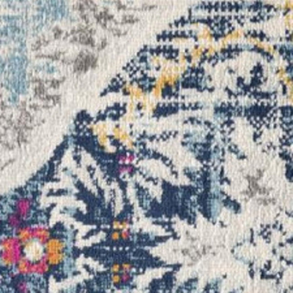 HomeRoots 20' Classic Blue and Ivory Medallion Runner Rug - Durable, Soft, and Stylish for High-Traffic Areas 8’ x 11’ 392989