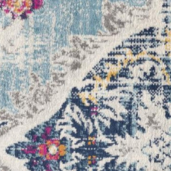 HomeRoots 20' Classic Blue and Ivory Medallion Runner Rug - Durable, Soft, and Stylish for High-Traffic Areas 8’ x 11’ 392989