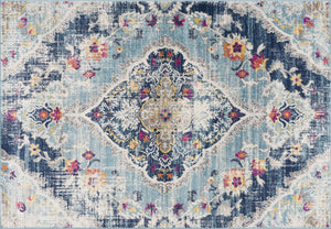 HomeRoots 20' Classic Blue and Ivory Medallion Runner Rug - Durable, Soft, and Stylish for High-Traffic Areas 9’ x 13’ 392990