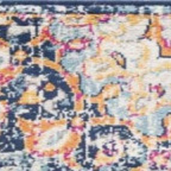 HomeRoots 20' Blue Medallion Runner Rug - Durable, Elegant Design for Hallways, Entryways, and Kitchens 2’ x 20’ 392996