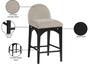 Waldorf Beige Chenille Fabric Stool 392Beige-C Meridian Furniture