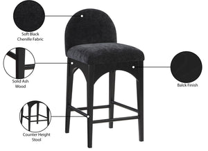Waldorf Black Chenille Fabric Stool 392Black-C Meridian Furniture