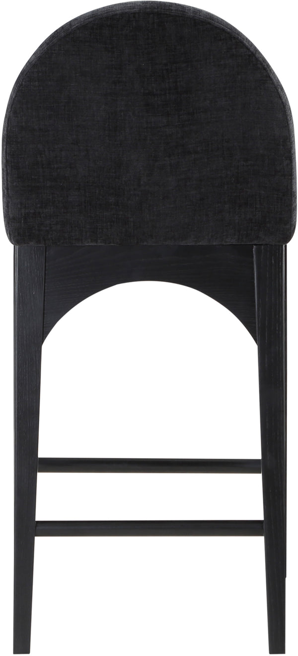 Waldorf Black Chenille Fabric Stool 392Black-C Meridian Furniture