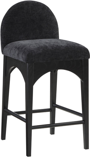 Waldorf Black Chenille Fabric Stool 392Black-C Meridian Furniture