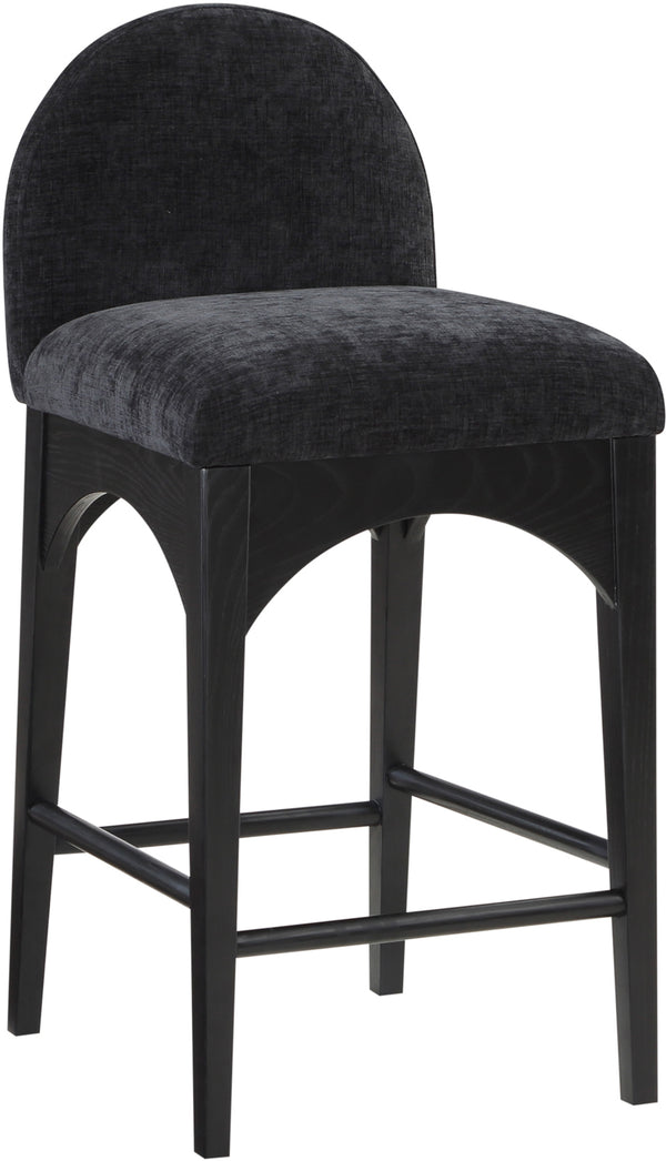 Waldorf Black Chenille Fabric Stool 392Black-C Meridian Furniture