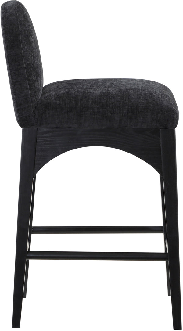 Waldorf Black Chenille Fabric Stool 392Black-C Meridian Furniture