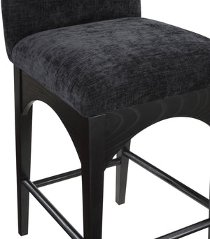 Waldorf Black Chenille Fabric Stool 392Black-C Meridian Furniture