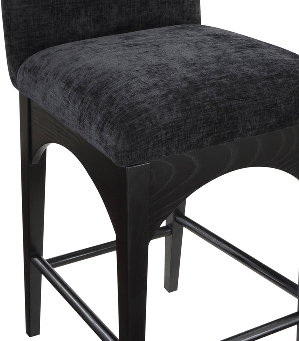 Waldorf Black Chenille Fabric Stool 392Black-C Meridian Furniture