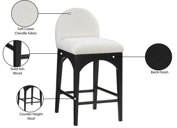 Waldorf Cream Chenille Fabric Stool 392Cream-C Meridian Furniture