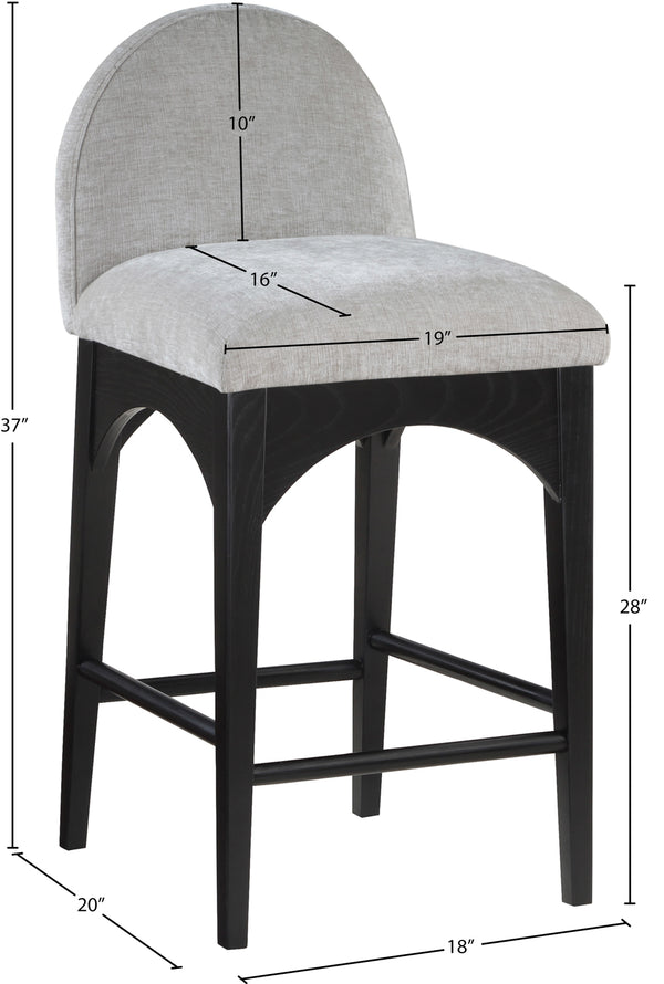 Waldorf Grey Chenille Fabric Stool 392Grey-C Meridian Furniture