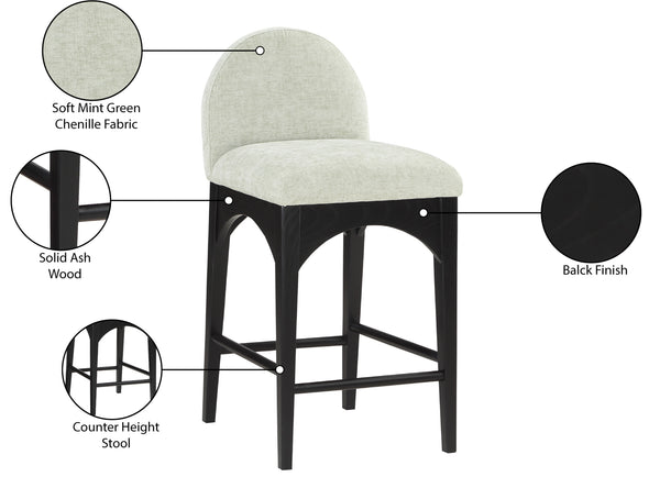 Waldorf Mint Chenille Fabric Stool 392Mint-C Meridian Furniture