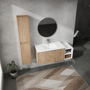 English Elm 48" Wall-Mounted Bathroom Vanity Set With Sink & Cabinets – Modern Design, Soft-Close Doors, Ample Storage W999S00237