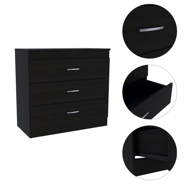 English Elm Cambridge Three Drawers Dresser with Wenge Finish, Engineered Wood, Space-Saving Design & Easy Assembly Black 36 L x 20 W x 7 H B128P148892