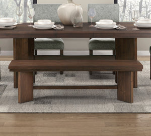 English Elm Walnut Veneer Dining Bench with V-angled Trestle Base for Modern Entryway Decor B011P240203