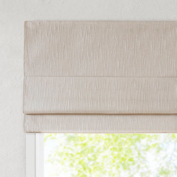 JLA Home Madison Park - Total Blackout Cordless Roman Shade — Premium Light-Blocking, Child-Safe Design for Sleep & Media Rooms Linen MP40-8661