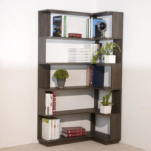 English Elm 90cm L-shaped Corner Bookcase Five Tier Mdf Open Shelving Unit for Home Office W2899P444161