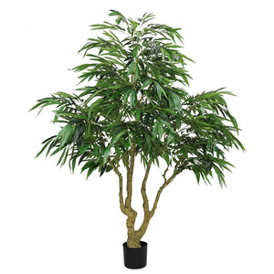 English Elm 7ft Artificial Banyan Silk Leaf Tree Freestanding Potted Faux Greenery for Home Office W2945P359419
