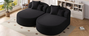 English Elm Swivel Barrel Accent Chair Chenille Tufted Round Club Seat for Living Room Lounge Black N719S002370B