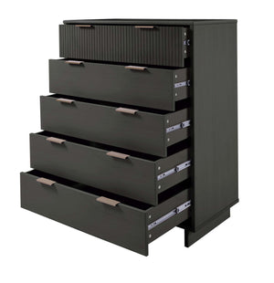 English Elm Granville 38" Charcoal Gray Chest With 5 Drawers - Stylish Solid Wood Storage For Modern Homes B365S00084