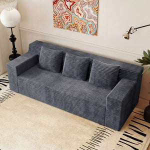 English Elm 71" Corduroy Modular Loveseat Deep Sink Cushions Two Seat Sofa for Apartments Dark Grey W5571P465274