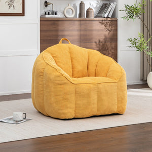 English Elm Giant Corduroy Bean Bag with Armrests Shredded Foam Lounge Chair for Living Room Yellow W2200P442626