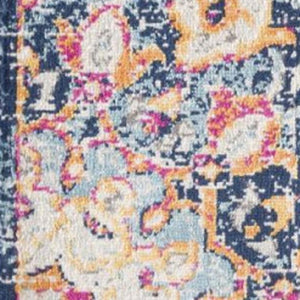 HomeRoots 20' Blue Medallion Runner Rug - Durable, Elegant Design for Hallways, Entryways, and Kitchens 7’ x 10’ 393005